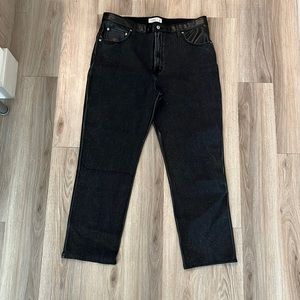 Abercrombie Ultra High Rise leather Jeans